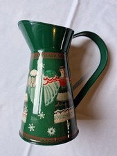 Green Metal Christmas Angel Jug with Handle Perfect Flower Jug Or Vase