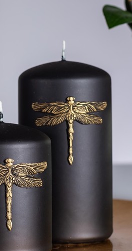 Dragonfly candle black - in,