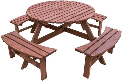 Seater round wooden picnic - 8,
