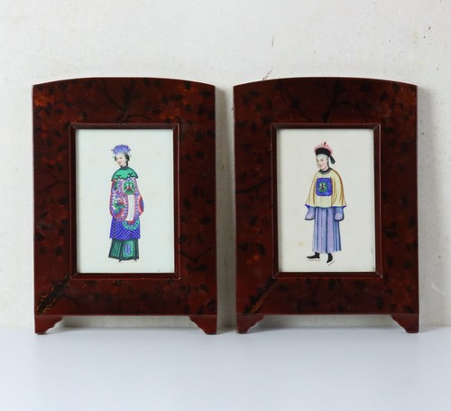 Pair antique chinese pith - antique,