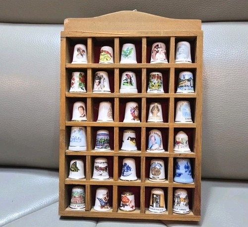 Vintage wooden thimble display - vintage,