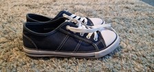 Women's Plimsole Trainers Navy Canvas Style Blue White UK Size 5 Slight Use Only