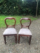 PAIR ANTIQUE VICTORIAN MAHOGANY BALLOON BACK DINING  BEDROOM CHAIRS CIRCA 1870