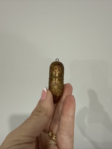 Vintage brass needle case - brass,