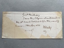 Field Marshall Garnet Wolseley, SIGNED note, 1887
