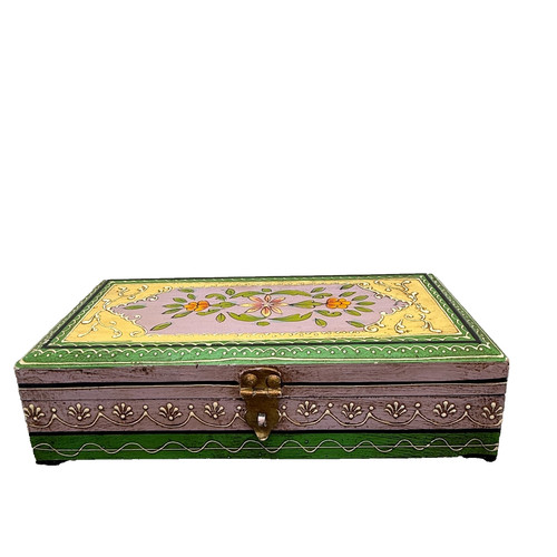 Wooden lidded box indian - box,