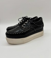Ash Black Leather Studded Platform Lace Up Shoes  - EU 38 / UK 5 - Goth Grunge
