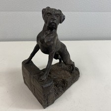 HEREDITIES Bronzed Resin Sculpture Figure of Boxer Dog With Front Paws on Wall
