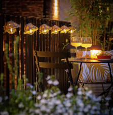 Habitat 6 Warm White Rattan Effect Solar String Light Garden Night Outdoor