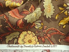 Vintage 70s Dovedale Linen Union Interiors Fabric Brown 'Chatsworth' 36"L x 54"W