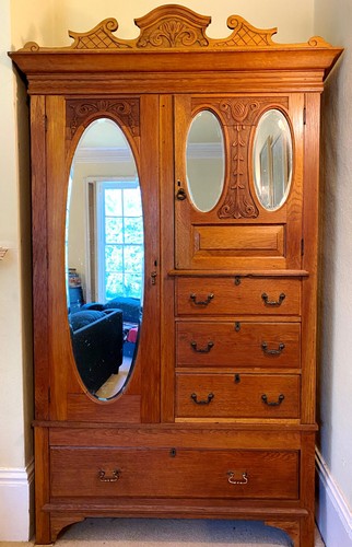 Antique oak linen press - oak,
