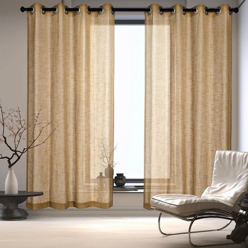 Linen look sheer curtains - look,