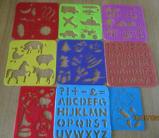 9 Assorted Plastic Stencils Card Making Childrens Drawings