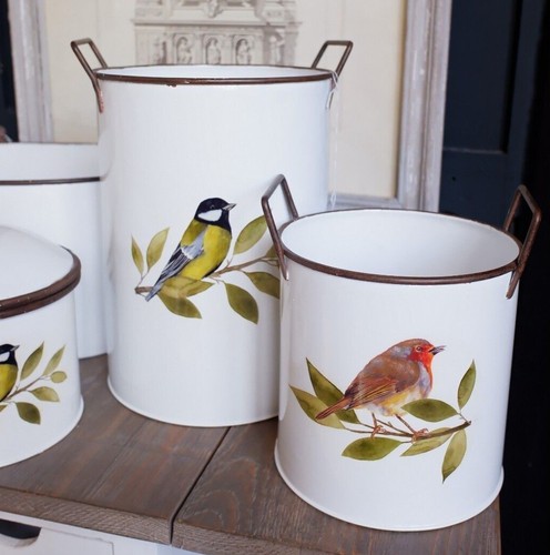New enamel white pot bird - enamel,