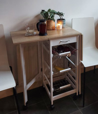 Kitchen Dining Table Small Storage Shelf Drop Leaf Trolley Cart Folding Island