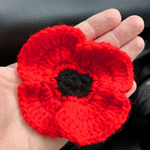 Large crochet poppy pinbadge - crochet,