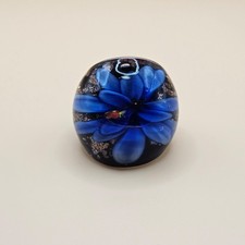 Murano Glass Flower Ring Blue