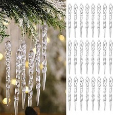 12/36Pcs Clear Icicle Christmas Tree Glass Icicle Eaves Icicle Hanging Ornaments