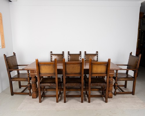 Antique oak refectory dining - antique,
