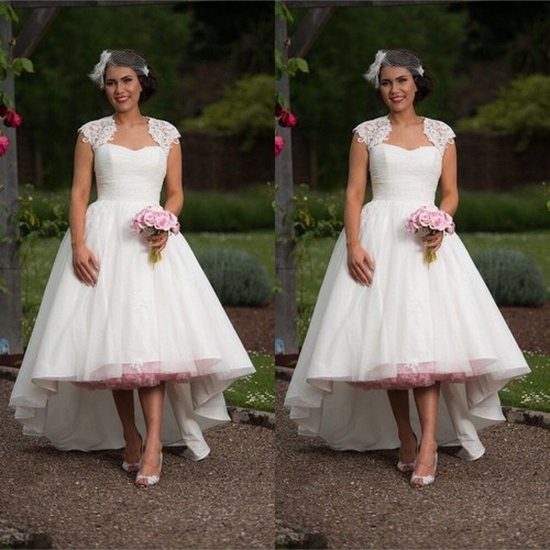 Low wedding dresses white - hi-low,