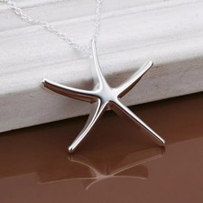 925 Sterling Silver Filled Big Starfish Pendant Necklace Women Fashion Jewellery