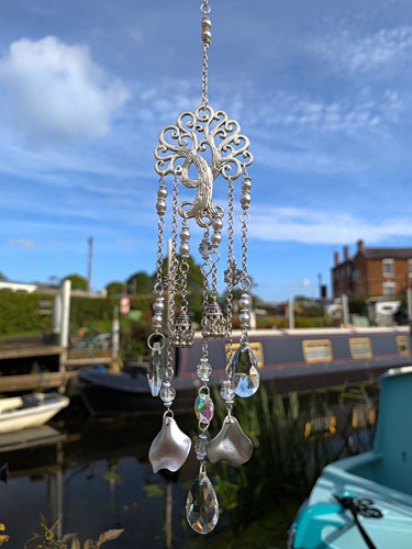 Silver tone hanging - tone, suncatcher
