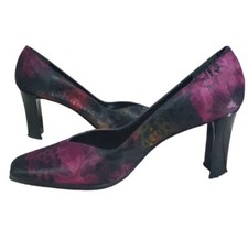 Proxy Shoes Size 8 Tapestry 3" Block Heel Fuschia Black Brown Rich Tones Slip On