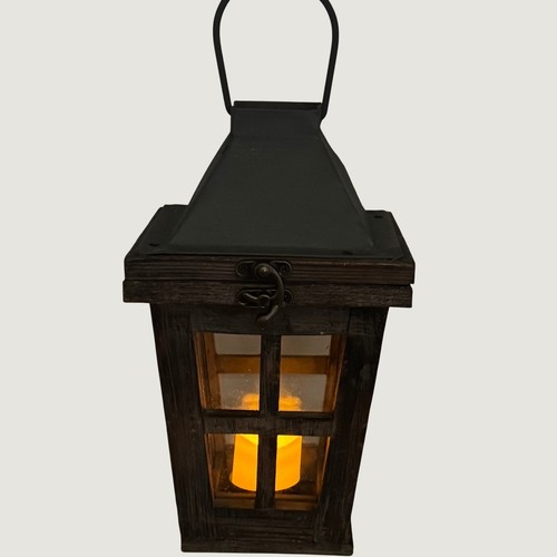 Candle lantern 9in brown grey - 9in,