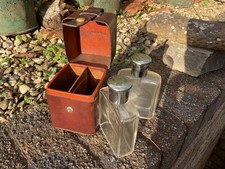 Antique Vintage Perfume Cologne Travel Set Bottles Leather Case  Edward’s London