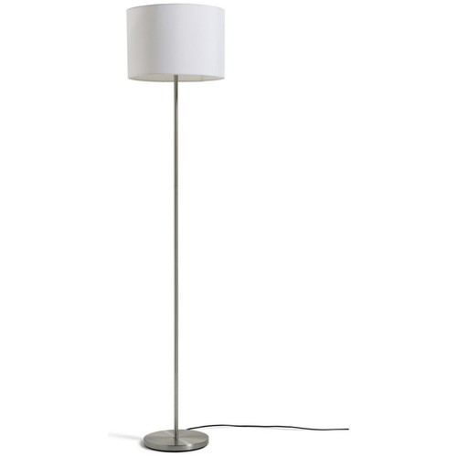 Chrome floor lamp - white, drum