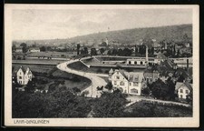 Lahr-Dinglingen, town view with factory and railway bridge, postcard 