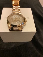MICHAEL KORS WOMAN WATCH MK 6487 GOLD TONE PAVE CRYSTALS NEW WITH GBOX AND PAPER