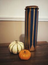 Tall Glass Jar Handmade/up-cycled Blue and Gold storage decorative display paint