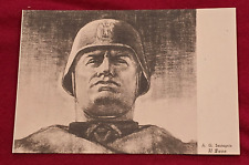 ITALIAN PROPAGANDA Postcard BENITO MUSSOLINI w Military Helmet WW2 WWII Italy