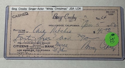 Bing crosby signed - signed, 1952
