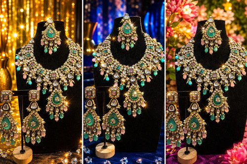 Indian polki kundan set - polki,