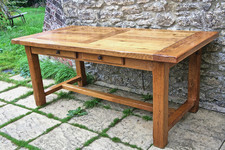 Lovely Rare Rustic Solid Oak Antix French Plank Top Refectory Farmhouse Table