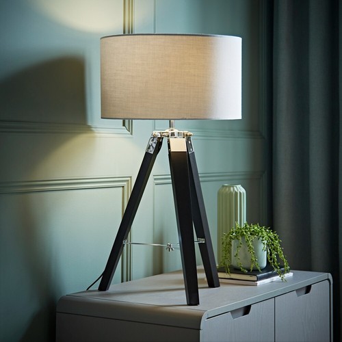 Black wood tripod table lamp - tripod,