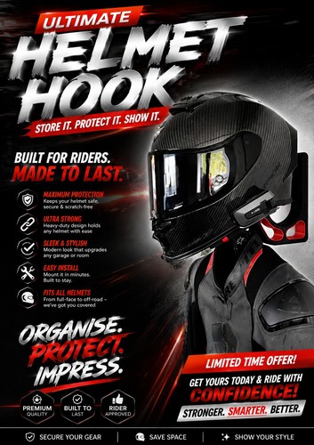 Motorcycle helmet holder with - motorcycle,