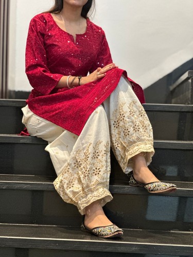 Pure cotton chikan patiala - cotton,