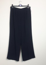 Jacques Vert UK 12 Wide Leg Culotte Navy Trousers Work  #S18