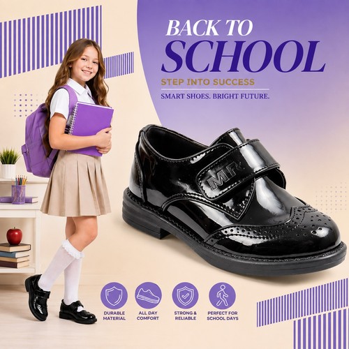 Girls smart black patent - black,