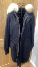 Marc Jacobs Black Cotton Parka  Coyote fur Trim Hood Detachable Lining U.K 10