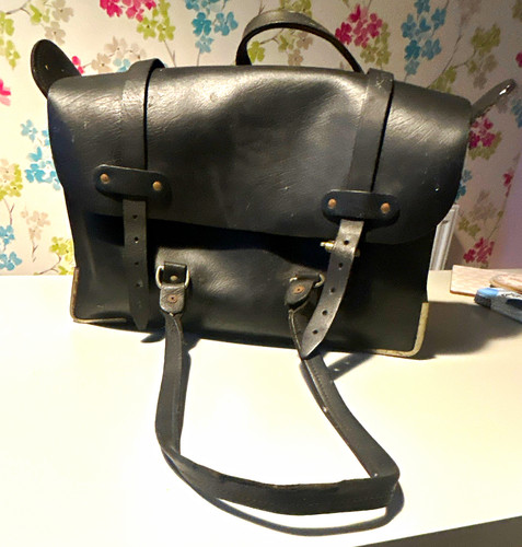 Black leather vintage railway