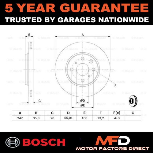 Brake disc front - bosch, fits