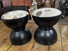 Genuine Leather Stools Low Seat Cowhide Leather Patchwork Footstool Ottoman