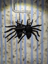 Sparkly Black Spider Earrings