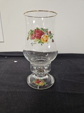 Royal Albert Old Country Roses Glass Hurricane Candle Holder Lamp 