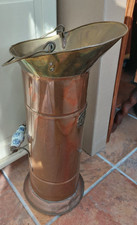 Vintage Brass & Copper Coal Scuttle Dutch 5 Kan Umbrella Stick Stand