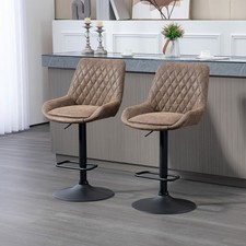 Adjustable Bar Stools Set of 2, Retro Swivel Kitchen Stool with Back, Footrest